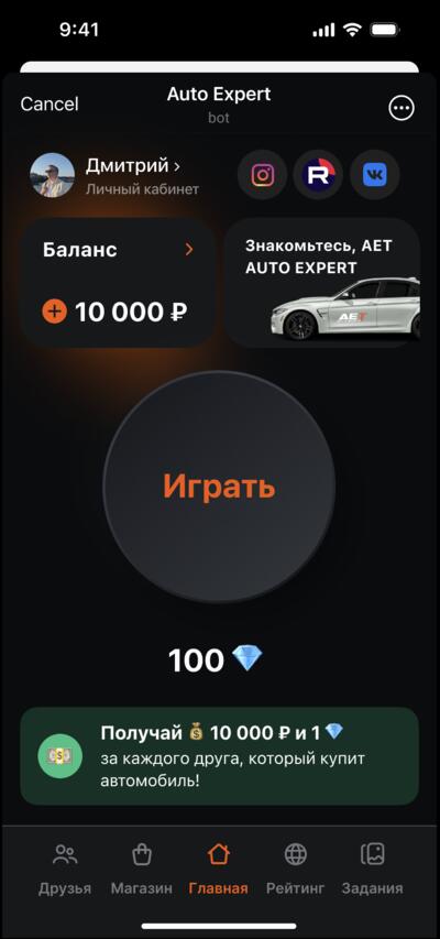 Экран web-приложения Auto Expert Team